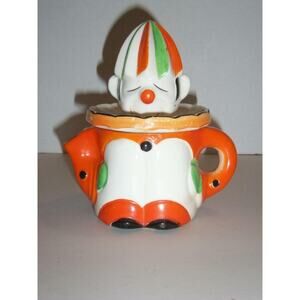 Clown Mikori Ware Juicer Reamer Ceramic Hand Painted Pitcher Set Japan -071802